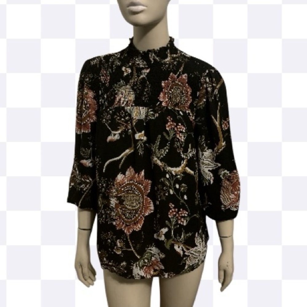 Madison d’Amelie Floral Black Blouse